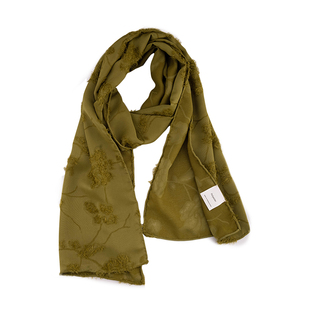 盈妹中式宫绿丨暗纹提花女士绿色围巾高端丝巾秋冬季高级感送妈妈