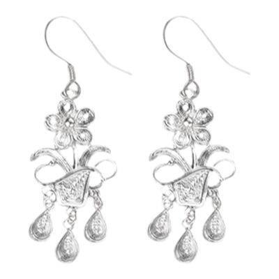 吴越老银铺足银女银耳饰