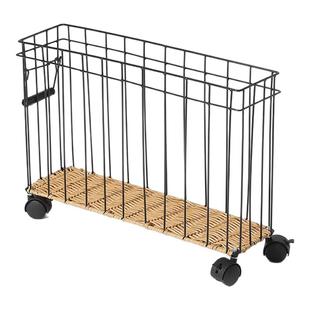 夹缝收纳筐铁艺带轮轻奢书画零食杂物整理架瑜伽垫运动器械收纳篮