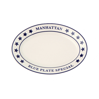 FISHS EDDY Manhattan Blue系列蓝色五角星椭圆陶瓷盘子275357