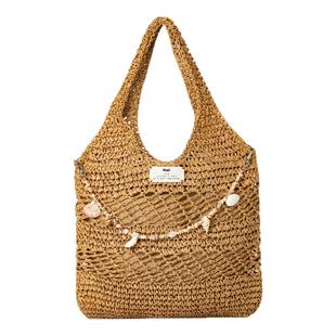 Puui原创生活大容量编织包设计感沙滩度假网兜包草编包单肩带挂链