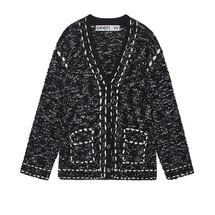 现货何与杨超越柳智敏同款OPEN YY小香风针织开衫外套韩国代购