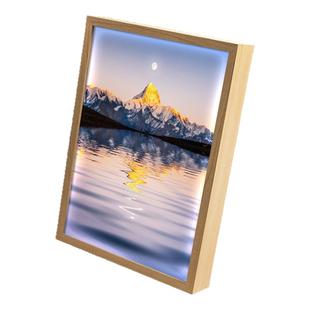 日照金山灯光画雪山日出风景卧室床头氛围小夜灯镜子相框创意摆件