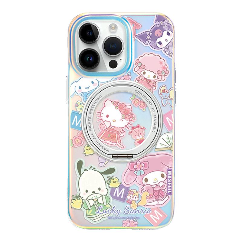 ANGYING × 古风粉猫咪适用苹果17promax手机壳新款iphone16pro磁吸带支架ip15支点可爱套Lo5全包创意高级13