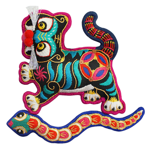 王的手创 虎踩五毒刺绣手工diy材料包立体双面自绣高端平安符成品