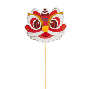 周岁甜品台装饰推推乐贴纸醒狮蛋糕红色中式国风礼舞狮龙宝宝满月