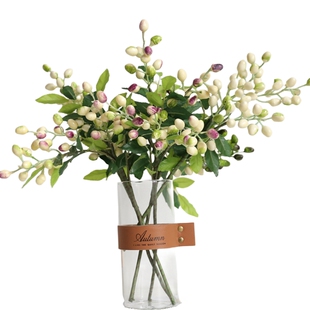 仿真发财果浆果绿植橄榄果红果子豆枝家居客厅装饰花假花花艺摆件