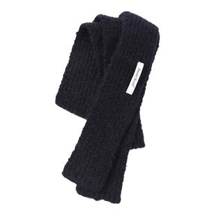 定制款~韩系氛围感细条围巾女秋冬黑色长条针织窄版护颈小围脖ins