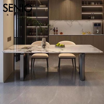 轻奢餐桌大理石现代简约餐桌椅长方形极吃餐厅简椅子组合餐桌饭桌