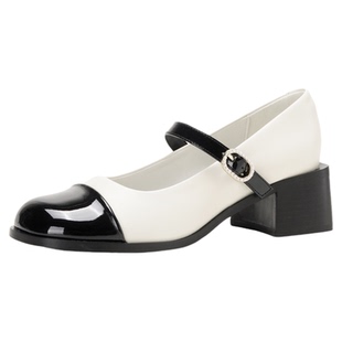 达芙妮小香风玛丽珍鞋女2026新款春季名媛法式单鞋粗跟高跟鞋子女