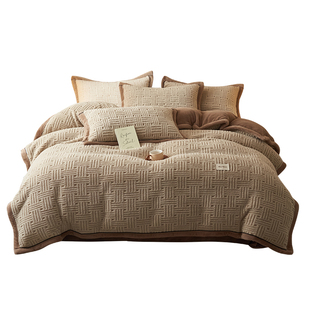 冬季加厚塔芙绒牛奶绒床上四件套双面绒珊瑚绒被套法兰绒a类轻奢