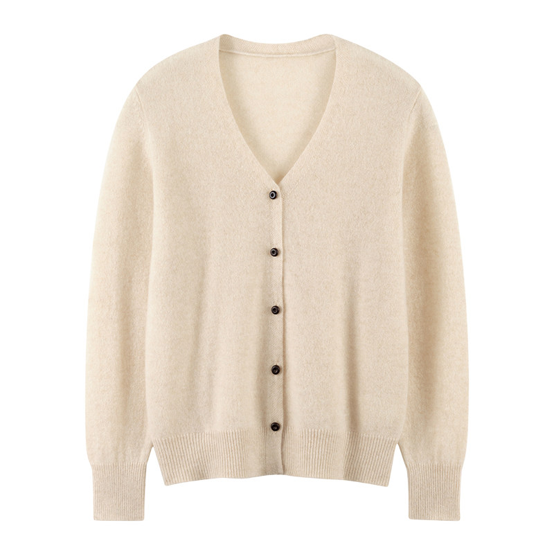 100%山羊绒针织开衫简约气质修身