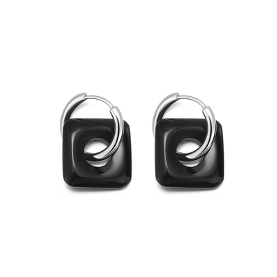 离岛空气黑玛瑙银耳环女小众设计