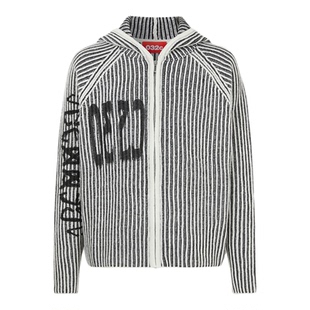 【折扣】032C 秋冬男士宽松连帽印花针织绵羊毛棉质混纺开襟衫