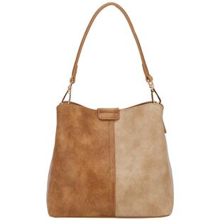 意尔康包包女新款小众复古拼色水桶包时尚斜挎包休闲通勤单肩女包