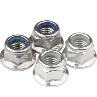 法兰螺母304不锈钢防松六角螺帽尼龙自锁紧防滑螺丝帽M4M5M6M8M10