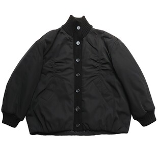 鹿与飞鸟“冰岛降雪日”针织拼接立领中短款两色花苞棉服外套7148