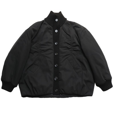 针织拼接立领中短款花苞棉服