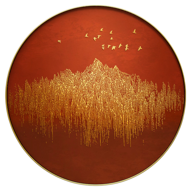 轻奢玄关装饰画金山挂画金箔画