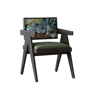 白蜡木餐椅家用昌迪加尔椅复古风实木餐厅茶桌椅子网红靠背中古风