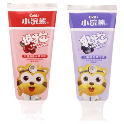 小浣熊儿童牙膏6-12岁小孩水果味不含氟牙膏宝宝换牙期清洁口腔