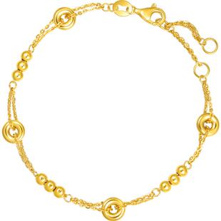 周生生珠宝足金小圆满平安扣圆珠小金珠黄金手链95476B