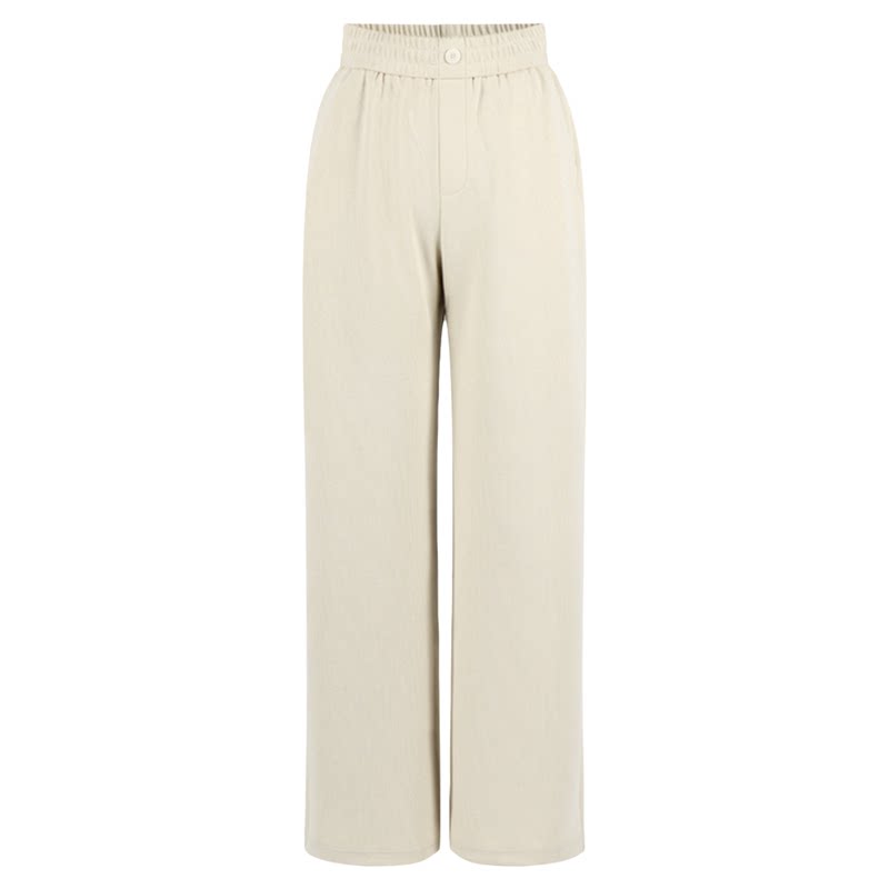 百家好宽松直筒休闲裤女2026春季新款显瘦通勤百搭松紧腰阔腿裤子