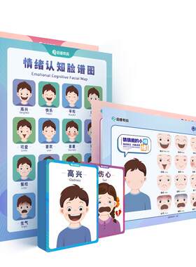 儿童早教情绪认知粘贴卡表情管理