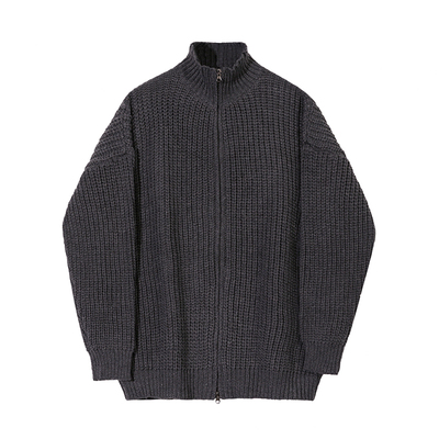 MRCYC半高领纯色拉链开衫毛衣