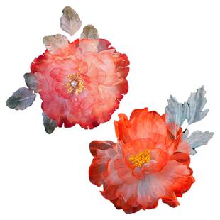 红色系烫花原创汉服配饰发夹古风头饰绢纱花朵气质侧边刘海夹