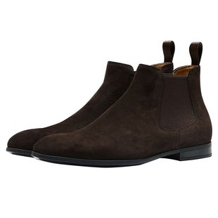 Truffaut切尔西靴男真皮马丁靴短靴英伦反绒男靴高帮休闲皮鞋冬季