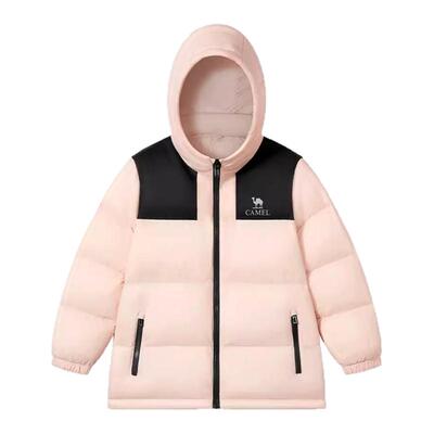 骆驼儿童小战甲2025冬季中大童保暖面包服连帽男女童黑色外套潮