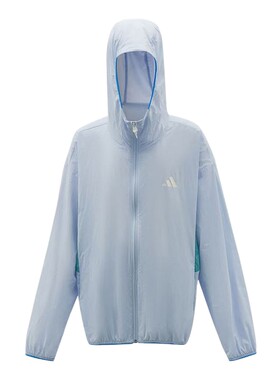 adidas阿迪达斯三条纹跑步连帽外套2026夏男大童梭织夹克 KG7844