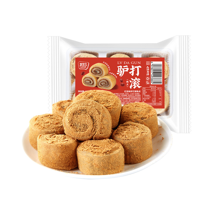 红豆味驴打滚糯米糍粑糕点心豆面卷打糕糯叽叽解馋小零食休闲小吃