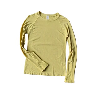 修身显瘦瑜伽服女圆领正肩运动套装长袖跑步普拉提训练健身上衣