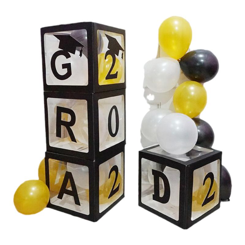 GRAD毕业典礼黑色字母方块气球盒
