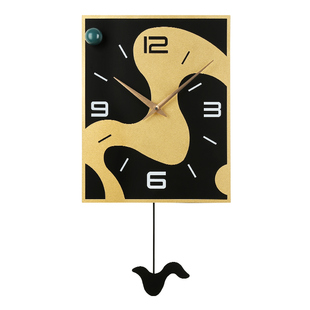 方形挂钟客厅现代简约艺术设计感挂墙时钟创意家用时尚装饰钟表