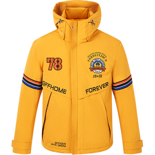 BM刺绣工装羽绒服男潮牌2020年新款90白鸭绒男士冬季保暖加厚外套