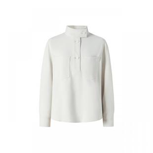 IMM尹默女装冬季口袋工装简约设计感套头上衣沙白色立领衬衫