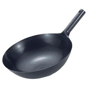 日本SUMMIT铁流木柄铁柄北京炒锅导热快精熟铁无涂层铁锅厨师用