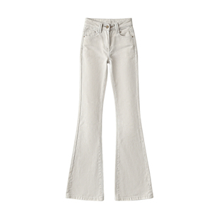 李李服饰老钱灰净版微喇牛仔裤女25春款高腰显瘦弹力气质长裤