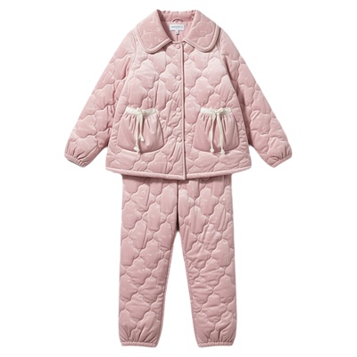 特厚三层夹棉睡衣套装保暖家居服