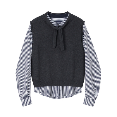 indicia标记商场同款25春新款韩版设计条纹衬衫两件套F2A5SY025N