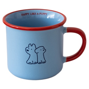 蓝系三萌陶瓷漱口杯特别好看的漱口杯卫生间牙杯洗漱杯一家三口