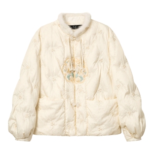 蓝语大码胖mm90白鸭绒保暖新中式羽绒服2025冬季今年流行国风上衣