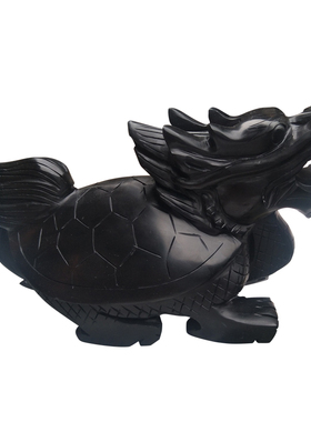 黑墨玉手工龙龟家居客厅办公室