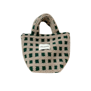 小白兔几 日韩软糯华夫格羊羔毛绒手提包秋冬少女百搭水桶包手拎