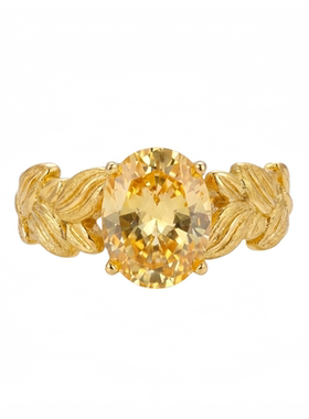 蕾迪高定招米叶子流金岁月黄钻戒指意大利4手工工艺高定