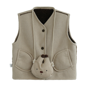 砚台家男童羊羔绒马甲秋冬新款儿童两面穿背心幼童外套男宝宝衣服