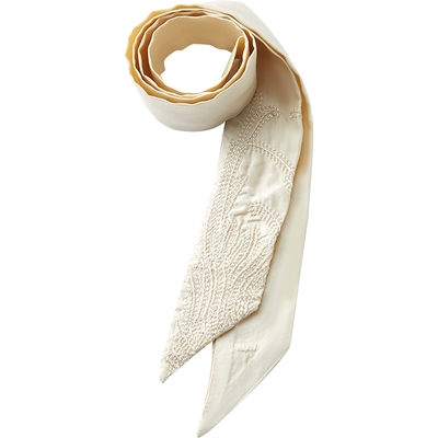 EXCEPTION例外女装春季围巾临灵丝重工锁链针绣花丝巾女